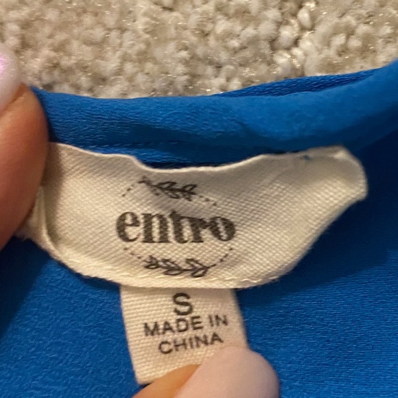 Blouse Cold Shoulder Blue Size Small by entro - Picture 4 of 4